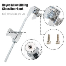 Load image into Gallery viewer, Qjaiune 2 Pack Sliding Glass Door Lock Showcase Display Case Lock, Ratchet Lock Reptile Cage Lock and Key, Vivarium Lock for Drawer Cabinet, Fit Thickness 0.08-0.27 Inch / 2-6mm, Keyed Alike