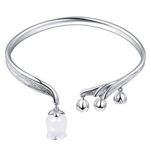 Load image into Gallery viewer, Jewever Lily of the Valley 925 silver bracelet with original romantic natural white jade flower adjustable ladies' jewelry gift