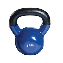 Load image into Gallery viewer, SPRI Kettlebell Weights Deluxe Cast Iron Vinyl Coated Comfort Grip Wide Handle Color Coded Kettlebell Weight Set (Blue, 18-Pound)
