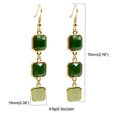 Load image into Gallery viewer, Edil Fantas Women's Green Crystal Long Dangle Earrings 14k Gold Plated Earrings for Women Girl Hook Light Weight Birthday Valentine's Day Mothers Day Christmas Gift