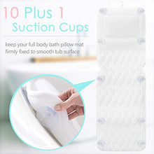 Load image into Gallery viewer, Bath Pillow Full Body, Adjustable Stick Pillow for Waist Support, Head Neck Shoulder Back Rest 11 Suction Cups 3D Mesh Washable
