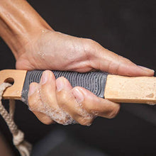 Load image into Gallery viewer, Toem Loofah Back Scrubber For Shower | Bamboo Charcoal Fiber Infused | Bath Sponge | Lufas For Men & Women | Includes 1 Long Handled Shower Sponge, 1 Bath & Shower Luffa Pouf & 1 Hook To Hang Stuff