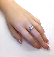 Load image into Gallery viewer, 101 Facets 2 Carats Realistic Princess Cushion Cut NSCD Simulated Diamond Solitaire Split Shank Ring 925 Silver Platinum Plated RSPLIT50