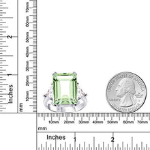 Load image into Gallery viewer, 9.15 Ctw Octagon Green Amethyst 925 Sterling Silver Halo Ring For Women By Orchid Jewelry