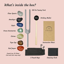Load image into Gallery viewer, Earth & Home Tuning Forks for Healing Chakra Set - 528 hz Tuning Fork with Chakra Crystals and Healing Stones - Sound Healing Instruments for Biofield Tuning, Stress Relief, & DNA Repair