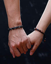 Load image into Gallery viewer, Lightock Evil Eye Bracelet Obsidian Amulet Essential Oil Diffuse Friendship Gifts Couples Bracelets for Women Men (2pcs)
