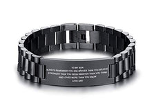 Load image into Gallery viewer, Stainless Steel To My Son Love Dad Courage Inspirational Wristband Link Bracelets, Graduation Birthday Gifts to Son