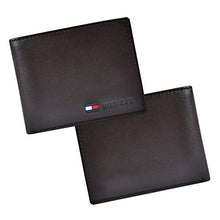 Load image into Gallery viewer, Tommy Hilfiger Men's Leather Wallet - Thin Sleek Casual Bifold with 6 Credit Card Pockets and Removable ID Window, British Tan