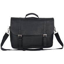 Load image into Gallery viewer, Kenneth Cole Reaction Show Business Messenger Briefcase Colombian Leather 16” Laptop Computer Portfolio Satchel Work Bag, Black, One Size