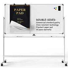 Load image into Gallery viewer, Mobile whiteboard Magnetic White Board - 48 x 32 inches Double Sided Rolling Large Reversible Dry Erase Board Easel Free Standing on Wheels with Aluminum Frame and Stand.
