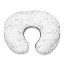 Load image into Gallery viewer, Boppy Luxe Nursing Pillow and Positioner, Hello World, Ultra-soft minky fabric on one side with adorable appliqué and coordinating piping