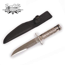 Load image into Gallery viewer, SV Dagger Knife Good Dual Edge Knife with Fix Half Serrated Blade Best Tactical Knife for Survival & Defense (Silver)