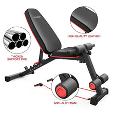 Load image into Gallery viewer, HARISON Weight Bench Adjustable Utility Exercise Workout Bench for Full Body Workout Home Gym Strength Training Multi-Purpose Folding Flat Incline Decline Bench 550 LBS (HR-608)