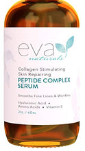 Load image into Gallery viewer, Natural Collagen Peptide Complex Serum, Large 2 oz. Bottle – Anti-Aging Serum for Face + Hyaluronic Acid and Vitamin E Plumps Wrinkles, Repairs and Brightens Skin, and Fades Dark Spots by Eva Naturals