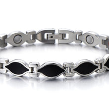 Load image into Gallery viewer, COOLSTEELANDBEYOND Steel Link Bracelet for Women with Black Enamel, Free Link Removal Kit