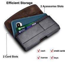 Load image into Gallery viewer, Takfox Phone Holster for Samsung Galaxy Note 20 Ultra S22+ S21 S10 S9 A01 A11 A21 A51 A71 A13 A20 A12, iPhone 13 Pro Max 12 11 SE XS XR 8 7+ Leather Belt Clip Loops Phone Pouch Card Holder Case,Black