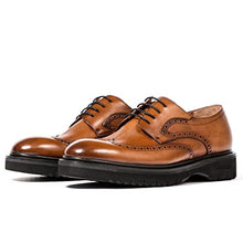 Load image into Gallery viewer, Men’s Dress Shoes Oxford Derby Formal Shoes Retro Fetal Cowhide Genuine Leather Men's Wedding Shoe Brown