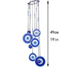 Load image into Gallery viewer, YUFENG Blue Evil Eye Hanging Decoration Ornament Metal Wind Chimes for Home Garden Decoration (Evil Eyes)