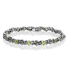 Load image into Gallery viewer, PZ Paz Creations 925 Sterling Silver Peridot Gemstone Rose Tennis Bracelet (6.75, Peridot)