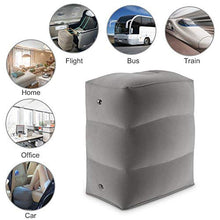 Load image into Gallery viewer, Inflatable Travel Foot Rest Pillow | Kids Airplane Bed | Adjustable Height Leg Pillow | Make a Flat Bed for Kids and Toddlers | Great for Airplane, Train, car(Grey, 2 Pack)
