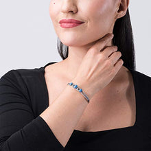 Load image into Gallery viewer, American West Sterling Silver Blue Denim Lapis Gemstone Three Stone Friendship Cuff Bracelet Size Medium