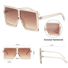 Load image into Gallery viewer, GRFISIA Square Oversized Sunglasses for Women Men Flat Top Fashion Shades (clear orange/tea lens, 2.56)