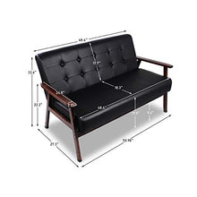 Load image into Gallery viewer, JIASTING Mid Century 1 Loveseat Sofa and 2 Accent Chairs Set Modern Wood Arm Couch and Chair Living Room Furniture Sets (8428 Black Set)