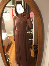 Load image into Gallery viewer, Now and Forever Women's One Shoulder Slit Bridesmaid Dress Long Lace Chiffon Formal Prom Gowns with Pockets (Navy Blue,14)