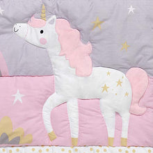 Load image into Gallery viewer, Bedtime Originals Rainbow Unicorn 3Piece Crib Bedding Set, Purple