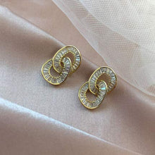 Load image into Gallery viewer, Zircon Geometric Stud Earrings - 14k Gold Plated Cross ring Inlaid with Zircon for Women Girl Gifts Valentines/Birthday/Anniversary/Mother’s Day