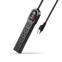 Load image into Gallery viewer, KMC 6-Outlet Surge Protector Power Strip 2-Pack, 900 Joule, 4-Foot Cord, Overload Protection, Black