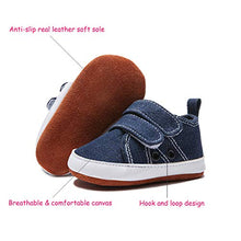 Load image into Gallery viewer, COSANKIM Infant Baby Boys Girls Shoes Anti-Slip Leather Soft Sole Canvas Sneakers Toddler Newborn First Walker Crib Shoes, 6-12 Months Infant, 02 Jeans Baby Shoes