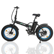 Load image into Gallery viewer, ECOTRIC Electric Fat Tire Bicycle Folding Bike 36V 12Ah 500W Lithium Battery Beach Snow Mountain 20" Ebike Moped - Extra Free Rear Rack(Black&Blue)