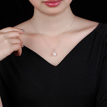 Load image into Gallery viewer, HXZZ Fine Jewelry Women Gifts 925 Sterling Silver Freshwater Cultured Teardrop White Pearl Pendant Necklace Single Pearl