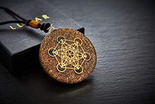 Load image into Gallery viewer, Orgone Pendant Necklace | Reiki Merkaba Metatron's Cube | 7 Major Chakras and SBB Coil | 2 Inch Diameter with Adjustable Neck Cord (Black Box)