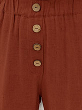 Load image into Gallery viewer, NIMIN High Waisted Pants for Women Summer Beach Pants Cotton Linen Like Pull On Pants Ladies Paper Bag Pants Work Pants with Pockets Rust Red Medium