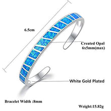 Load image into Gallery viewer, Womens Cuff Bracelet-Blue Opal Bangle Bracelets White Gold Plated Hypoallergenic Birthstone Bracelets Ladies Gemstone Bangle Bracelet