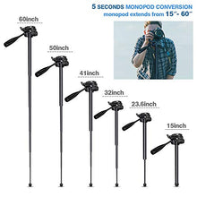 Load image into Gallery viewer, 72-inch Camera Tripod, UBeesize Portable Aluminum Alloy Tripod & Monopod with Wireless Remote Shutter, Professional Travel Video Tripods with Carry Bag & Phone Holder for DSLR Cameras, Cell Phones.