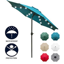 Load image into Gallery viewer, Sunnyglade 9' Solar 24 LED Lighted Patio Umbrella with 8 Ribs/Tilt Adjustment and Crank Lift System (Teal Blue)