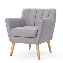 Load image into Gallery viewer, Christopher Knight Home Merel Mid-Century Modern Fabric Club Chair, Light Grey / Natural