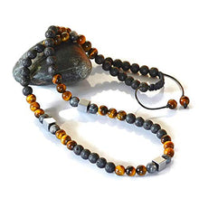 Load image into Gallery viewer, Long Beaded Necklace for Men Natural Stone Statement Jewelry Hematite Tigers Eye Labradorite Lava