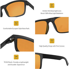 Load image into Gallery viewer, Quntis Blue Light Blocking Glasses, Blue Light Shield Computer Reading & Gaming Glasses for Men Women Anti Glare UV Digital Eyestrain - Amber Tinted Lens, Black Square Frame
