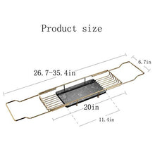 Load image into Gallery viewer, Bathtub Caddy/Tray, Bath Serving Tray - Bath Reading Tray with Expandable Sides, Cellphone Tray And Wineglass Holder - Luxury Spa Organizer,Gold
