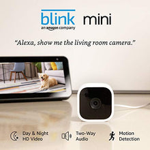 Load image into Gallery viewer, Introducing Blink Mini – Compact indoor plug-in smart security camera, 1080 HD video, motion detection, Works with Alexa – 1 camera