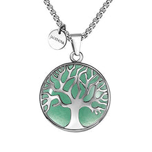 Load image into Gallery viewer, JADENOVA Family Tree Necklace Tree of Life Natural Aventurine Gemstone Crystal Pendant Necklace 24 Inches Stainless Steel Chain