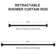 Load image into Gallery viewer, Ausemku Shower Curtain Rod Tension - 26-40 Inch Never Rust Non-Slip Spring Tension Curtain Rod No Drilling Stainless Steel Curtain Rod Use Bathroom Kitchen(Black)