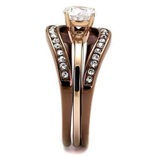 Load image into Gallery viewer, Marimor Jewelry Womens 1Ct Cubic Zirconia Rose & Brown Stainless Steel 2 Piece Wedding Ring Set Size 7