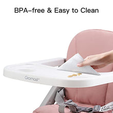Load image into Gallery viewer, Toddler Booster Seat for Dining Table, Portable High Chair Travel Booster Seat with Aluminum Frame, Soft Knitted Cushion and Adjustable Height&Tray, Easy to Clean(Pink)