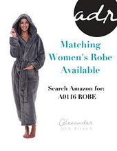 Load image into Gallery viewer, Alexander Del Rossa Men’s Robe, Big and Tall Plush Fleece Hooded Bathrobe with Two Large Front Pockets and Tie Closure, Steel Gray with Sherpa, Small-Medium