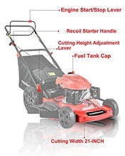 Load image into Gallery viewer, PowerSmart Lawn Mower, 22-inch & 200CC, Gas Powered Self-Propelled Lawn Mower with 4-Stroke Engine, 3-in-1 Gas Mower in Color Red/Black, 5 Adjustable Heights (1.18''-3.02'' ), DB9422SR